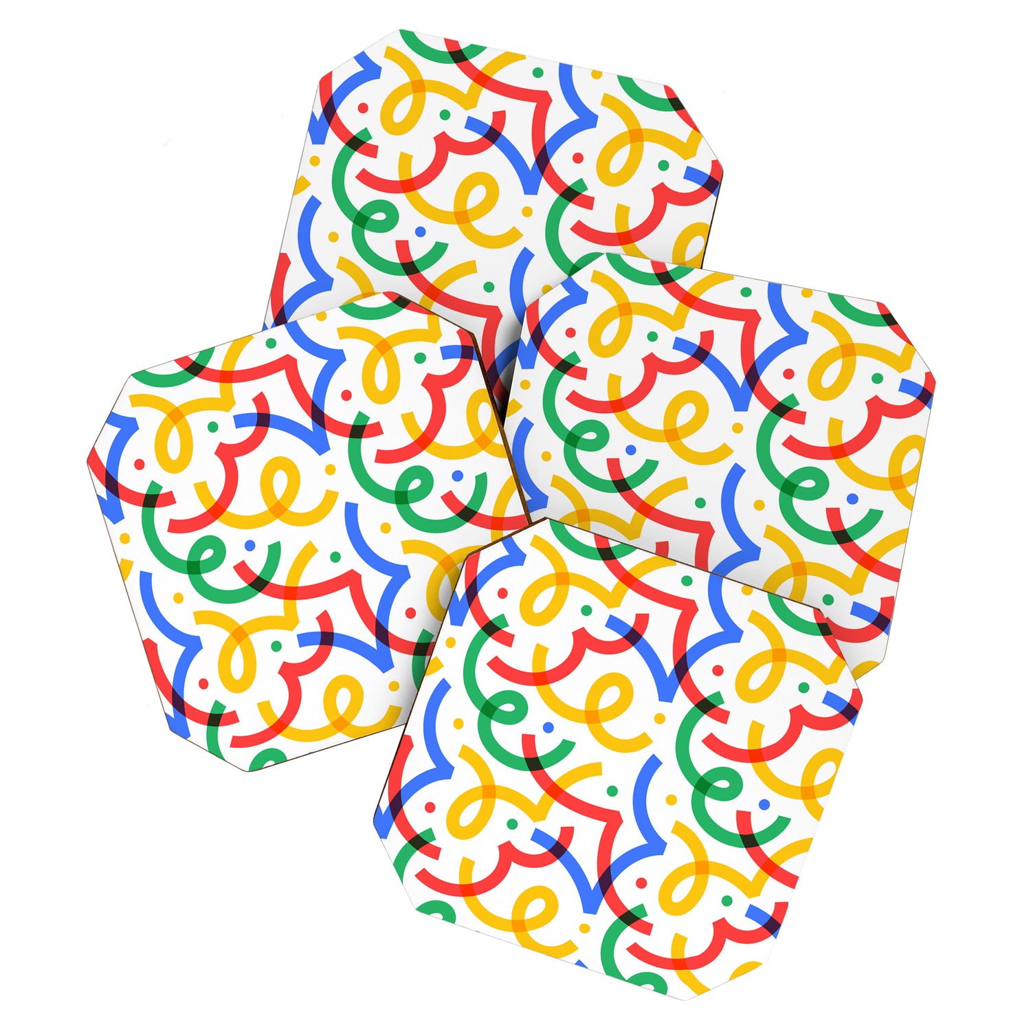 Colorful fun line doodle art pattern Coaster Gallery Image 1