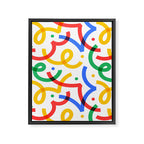 Colorful fun line doodle art pattern Framed Canvas Print Gallery Image 8
