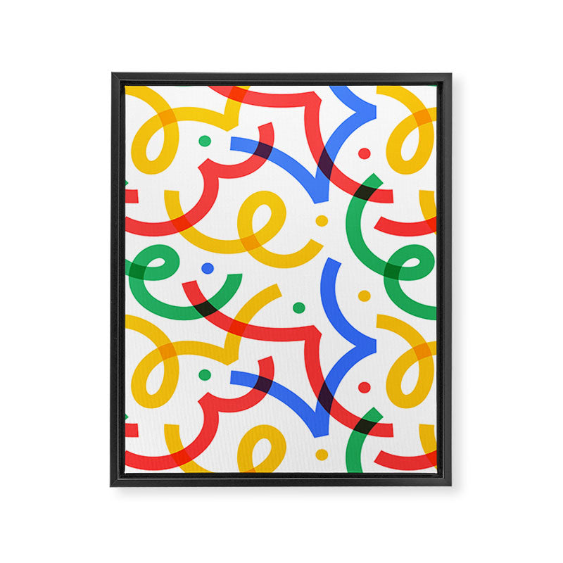Colorful fun line doodle art pattern Framed Canvas Print Gallery Image 8