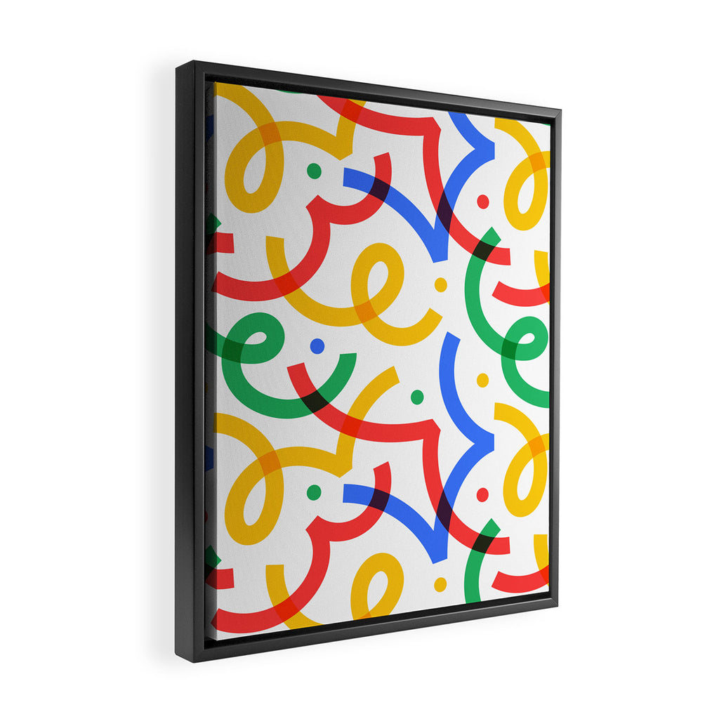 Colorful fun line doodle art pattern Framed Canvas Print Gallery Image 2
