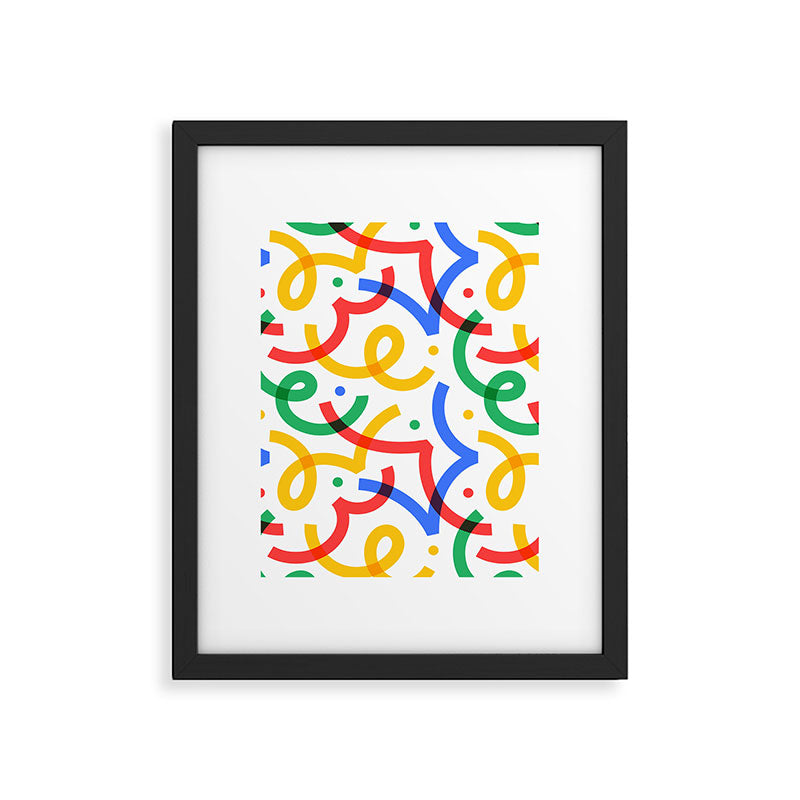 Colorful fun line doodle art pattern Framed Art Print Gallery Image 6