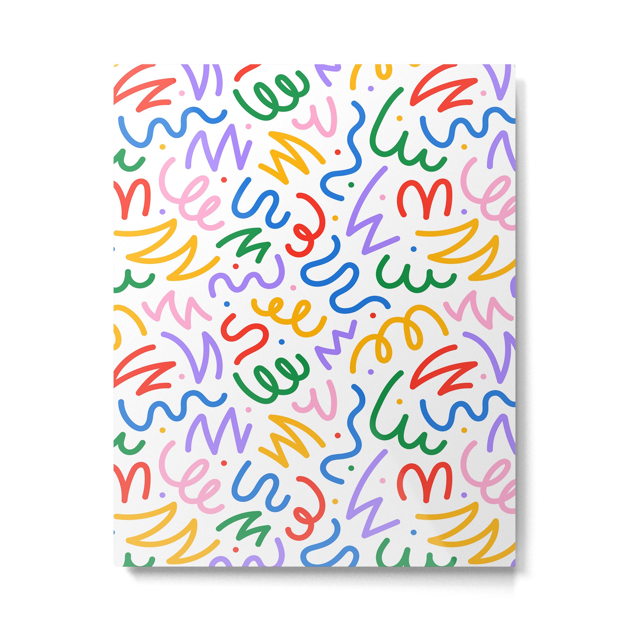 Colorful fun line doodle art pattern Metal Print Gallery Image 6