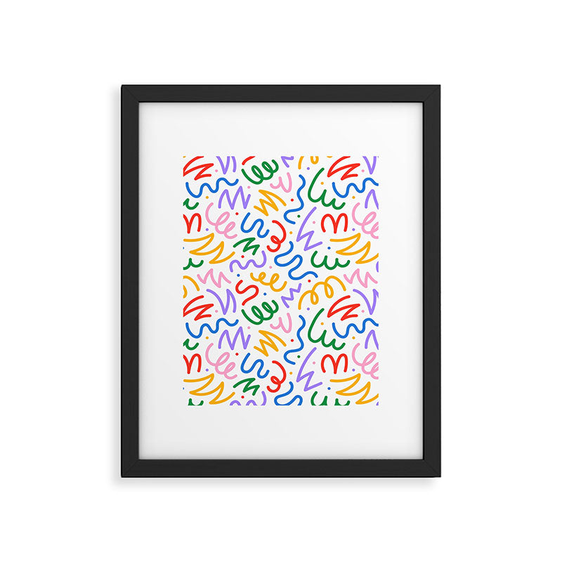 Colorful fun line doodle art pattern Framed Art Print Gallery Image 6