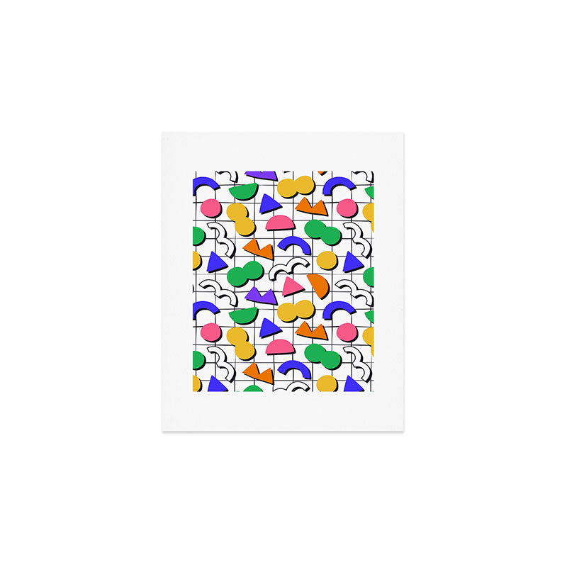 Colorful fun retro shape art pattern Art Print Gallery Image 1