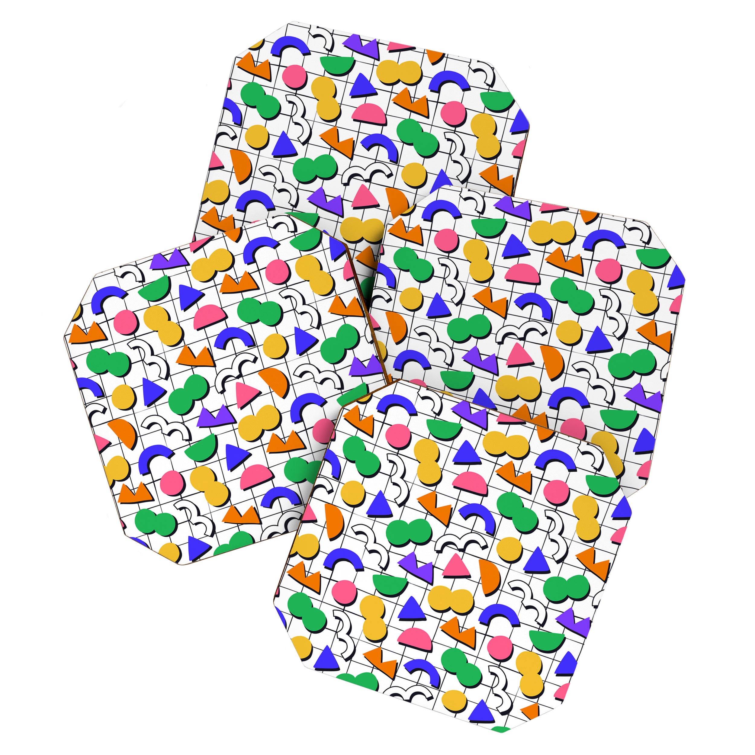 Colorful fun retro shape art pattern Coaster Gallery Image 1