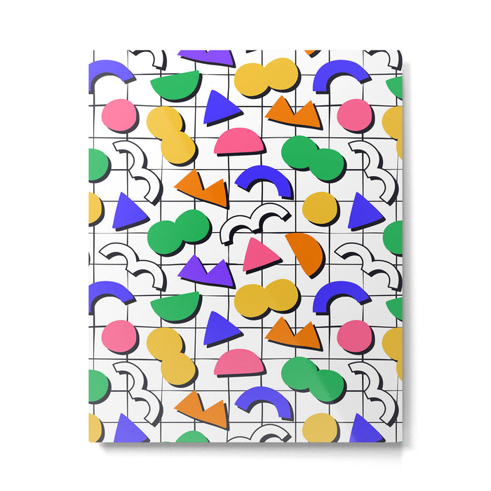 Colorful fun retro shape art pattern Metal Print Gallery Image 1