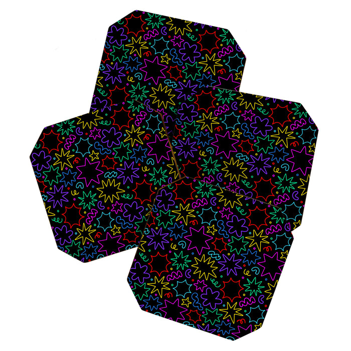 Colorful fun star doodle pattern Coaster Gallery Image 1