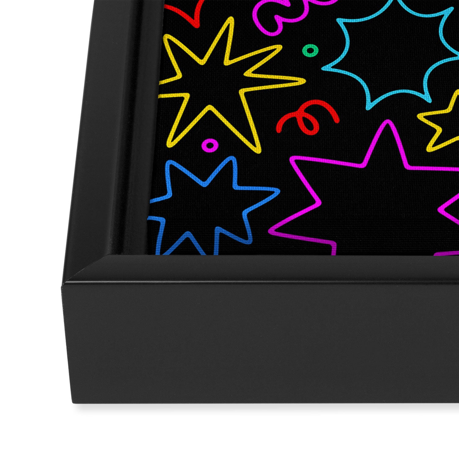 Colorful fun star doodle pattern Framed Canvas Print Gallery Image 3
