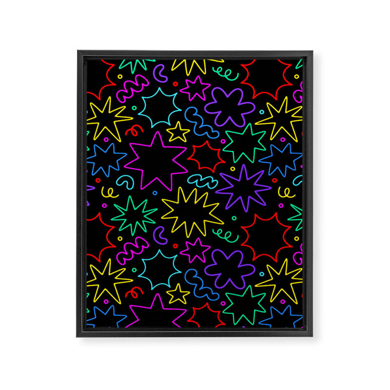Colorful fun star doodle pattern Framed Canvas Print Gallery Image 8