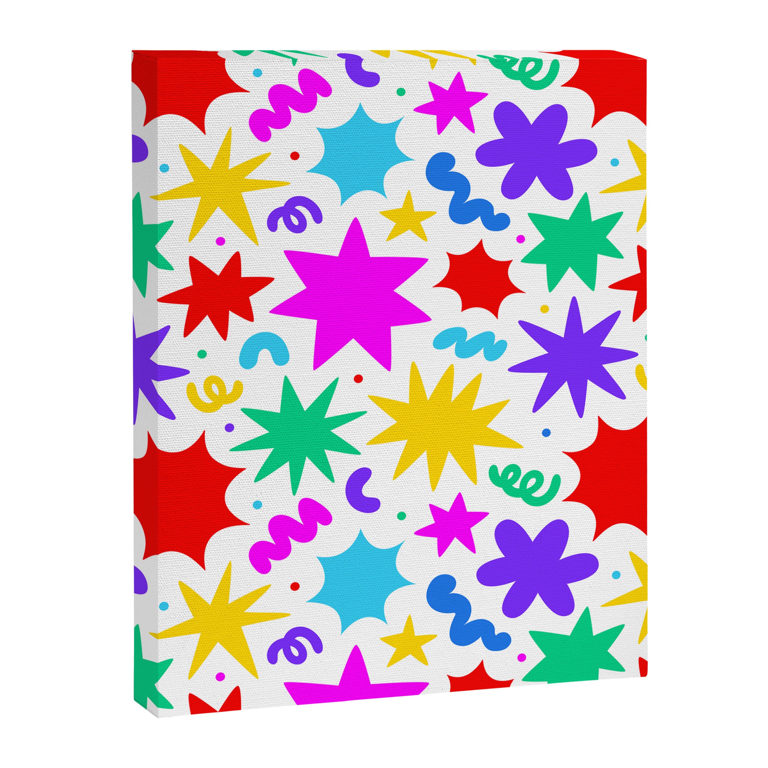 Colorful fun star doodle pattern Canvas Print Gallery Image 8