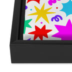 Colorful fun star doodle pattern Framed Canvas Print Gallery Image 3