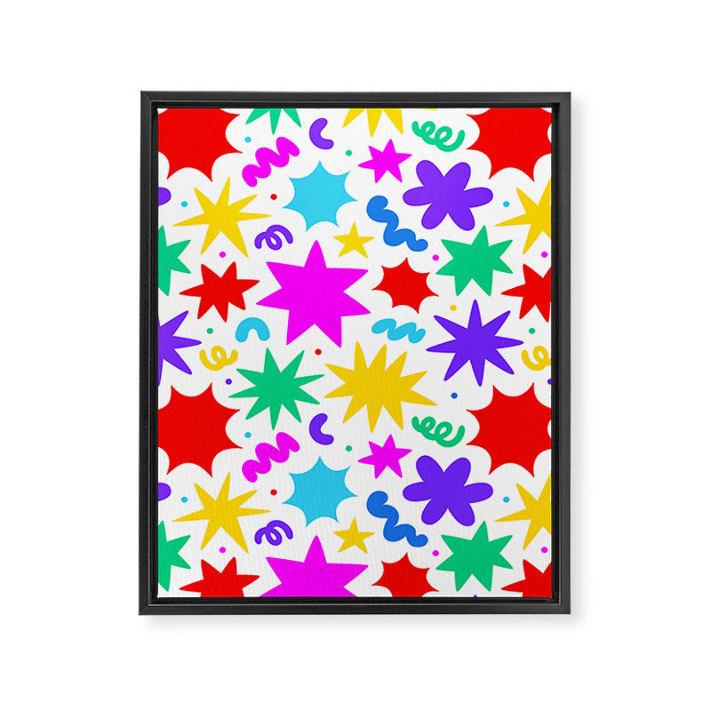 Colorful fun star doodle pattern Framed Canvas Print Gallery Image 8