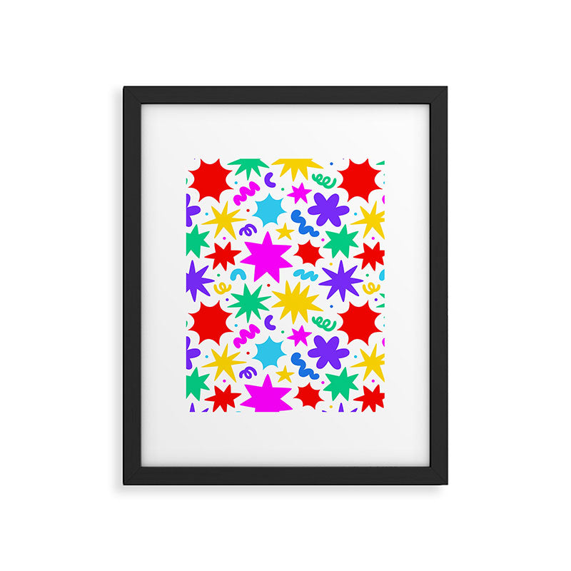 Colorful fun star doodle pattern Framed Art Print Gallery Image 6