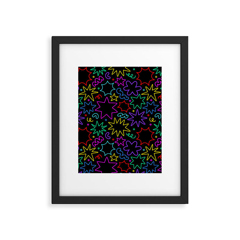 Colorful fun star doodle pattern Framed Art Print Gallery Image 6