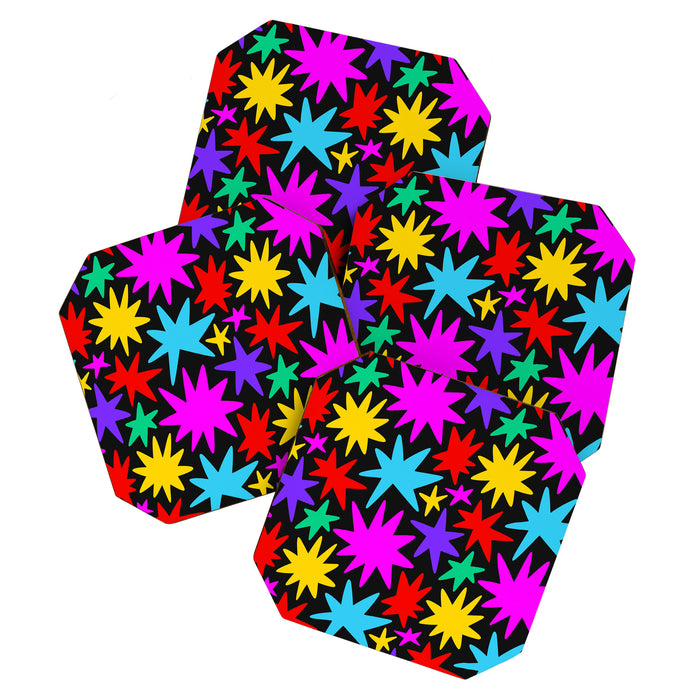 Colorful fun star shape art pattern Coaster Gallery Image 1