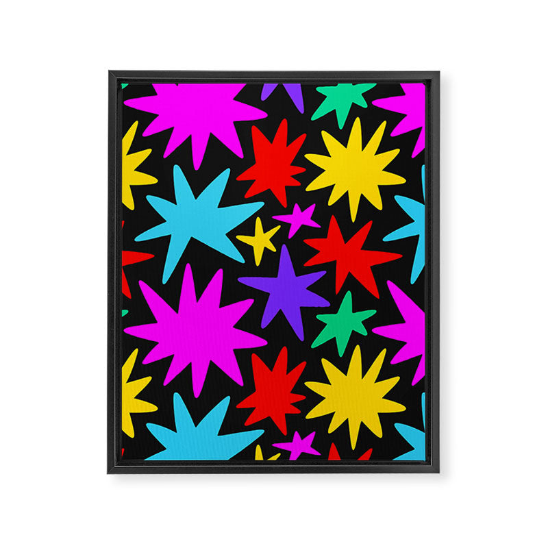 Colorful fun star shape art pattern Framed Canvas Print Gallery Image 8