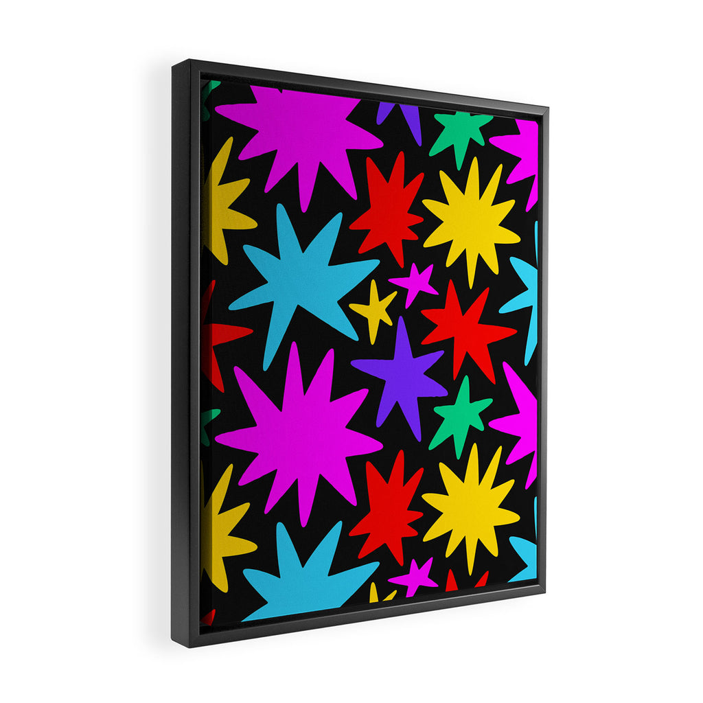Colorful fun star shape art pattern Framed Canvas Print Gallery Image 2