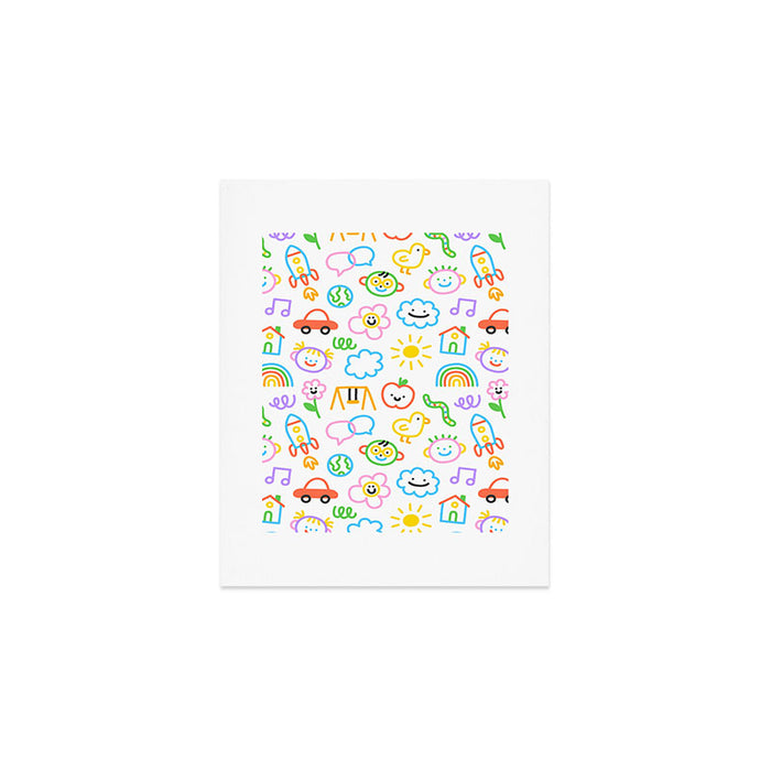 Colorful funny kid doodle art pattern Art Print Gallery Image 1