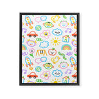 Colorful funny kid doodle art pattern Framed Canvas Print Gallery Image 8
