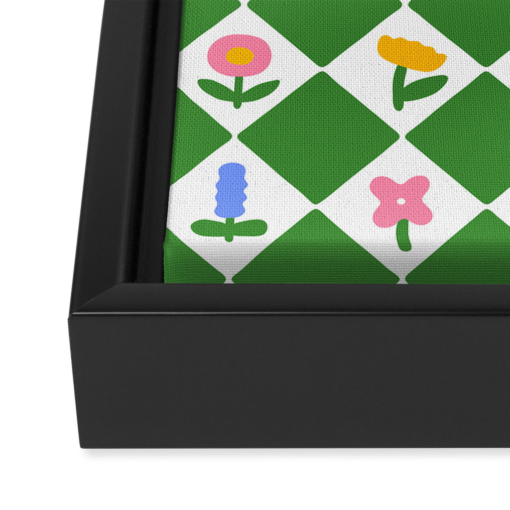 Colorful geometric flower art pattern Framed Canvas Print Gallery Image 3