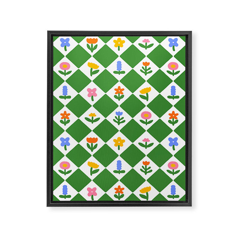 Colorful geometric flower art pattern Framed Canvas Print Gallery Image 8