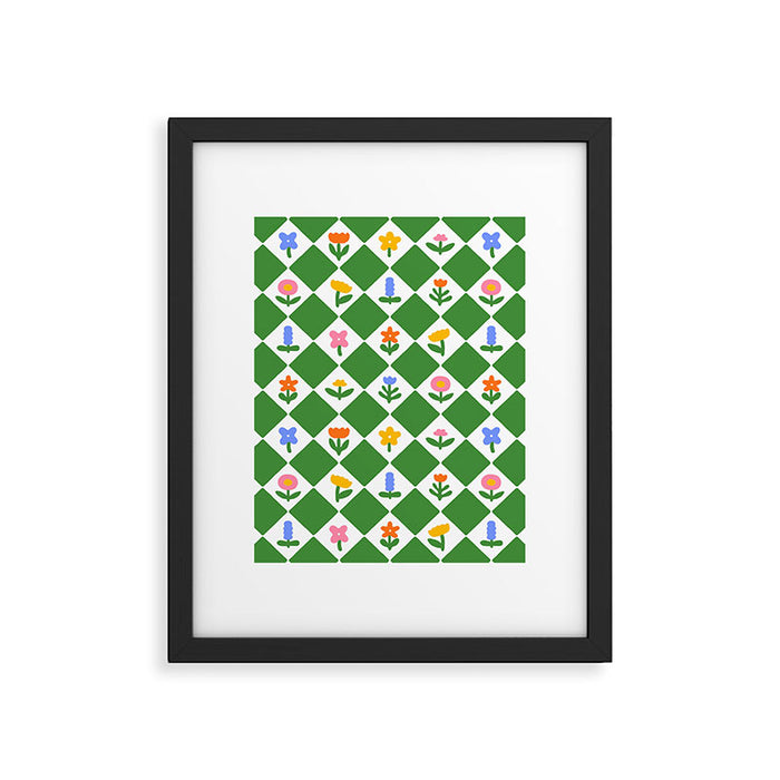 Colorful geometric flower art pattern Framed Art Print Gallery Image 1