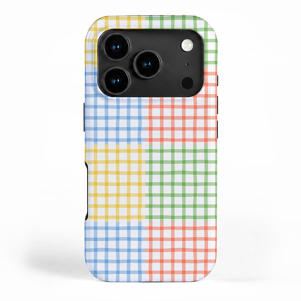 Colorful geometric gingham patchwork pattern iPhone Case Gallery Image 1