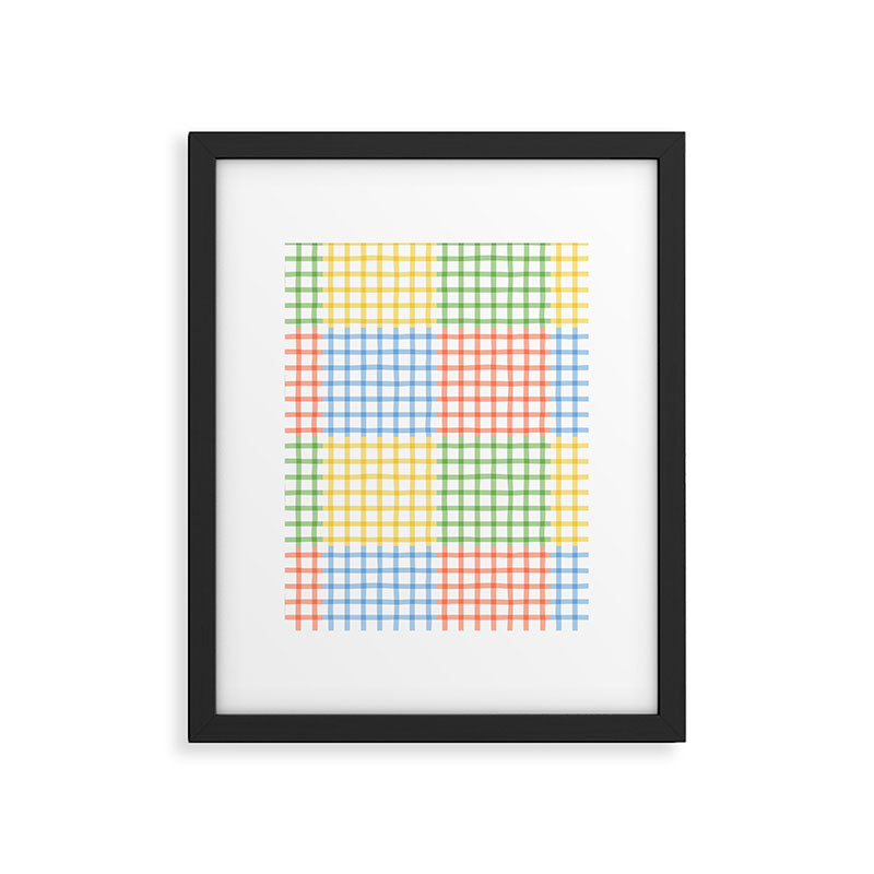 Colorful geometric gingham patchwork pattern Framed Art Print Gallery Image 6