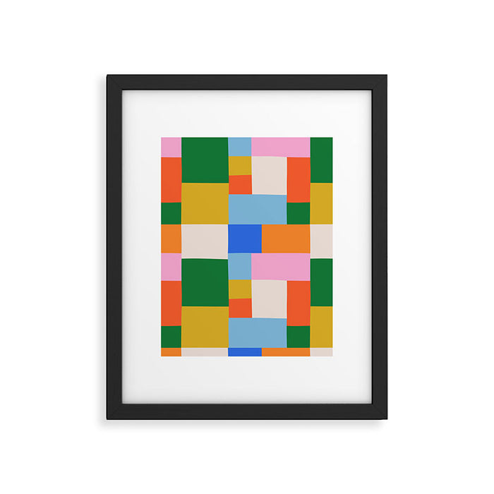 Colorful geometric patchwork mosaic pattern Framed Art Print Gallery Image 1