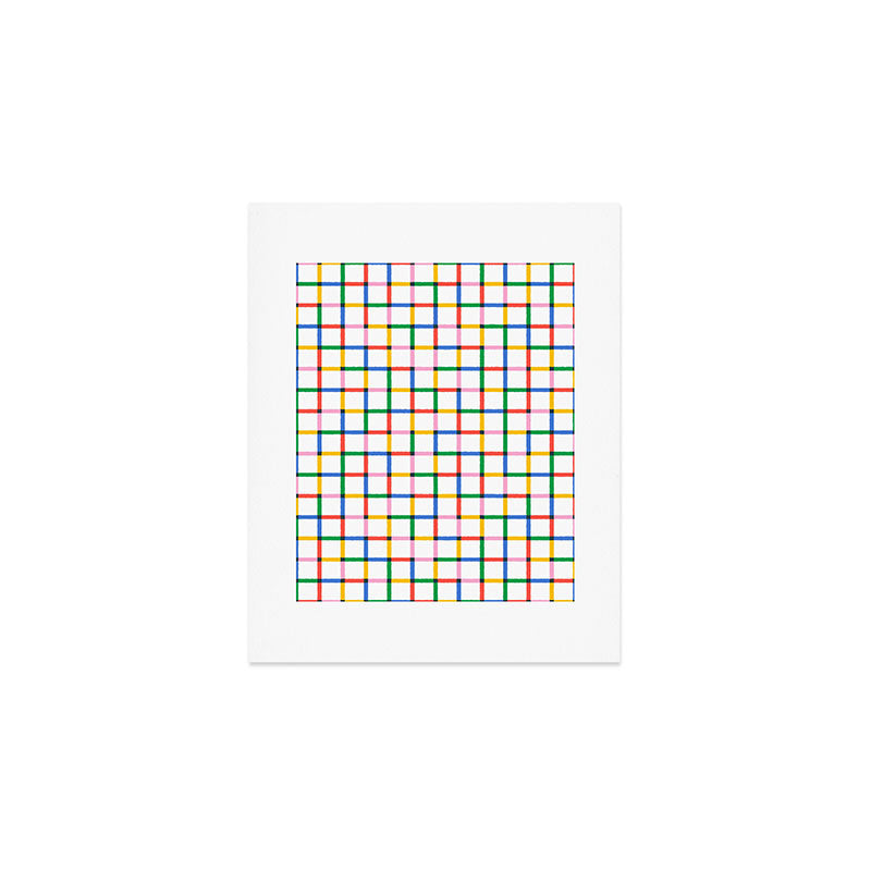 Colorful geometric square mosaic grid pattern Art Print Gallery Image 1