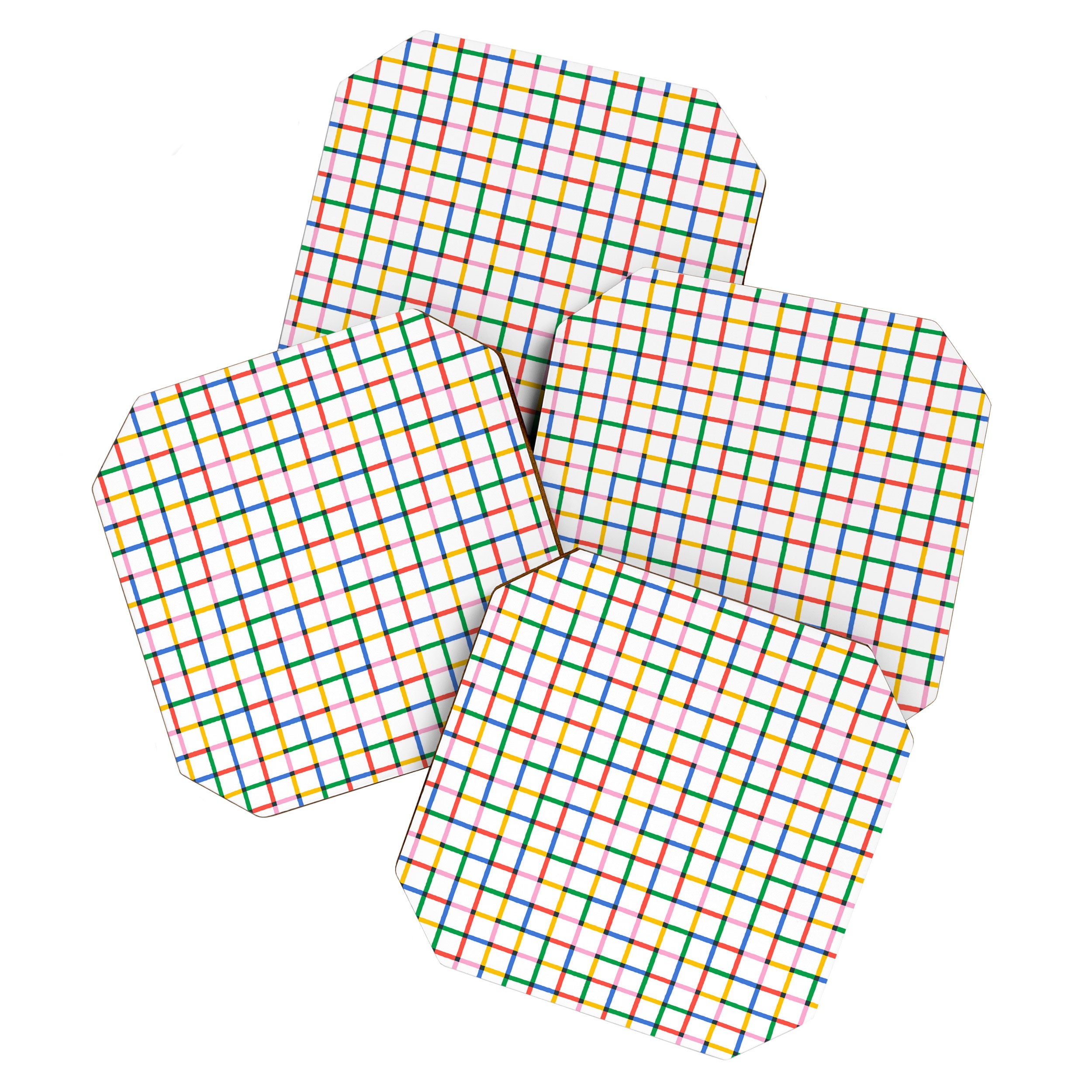 Colorful geometric square mosaic grid pattern Coaster Gallery Image 1