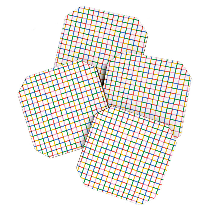 Colorful geometric square mosaic grid pattern Coaster Gallery Image 1