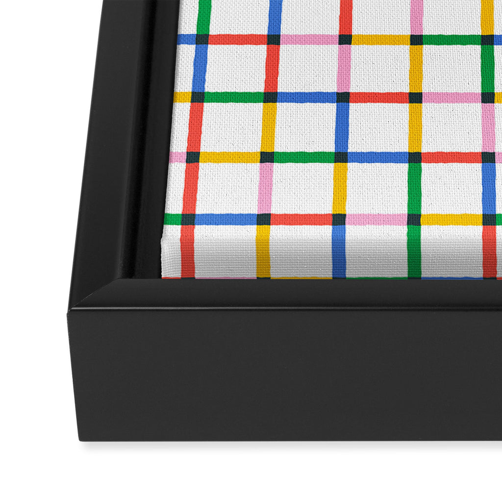Colorful geometric square mosaic grid pattern Framed Canvas Print Gallery Image 3
