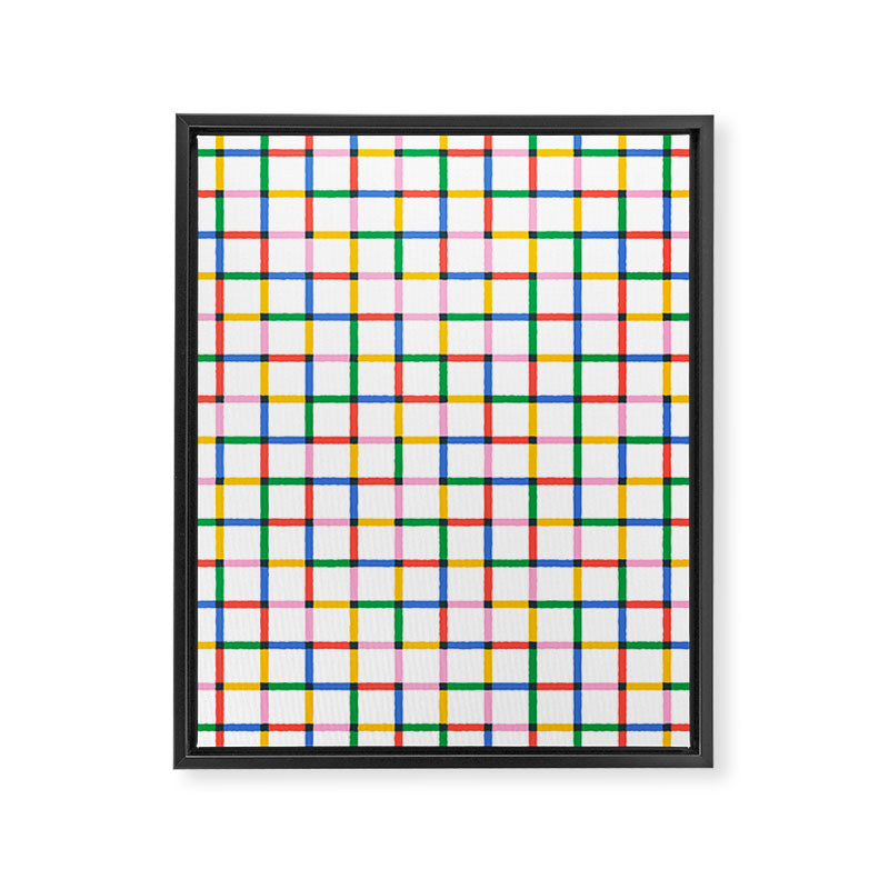 Colorful geometric square mosaic grid pattern Framed Canvas Print Gallery Image 8
