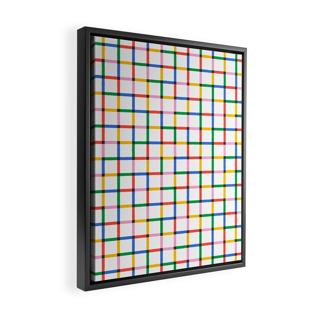 Colorful geometric square mosaic grid pattern Framed Canvas Print Gallery Image 2