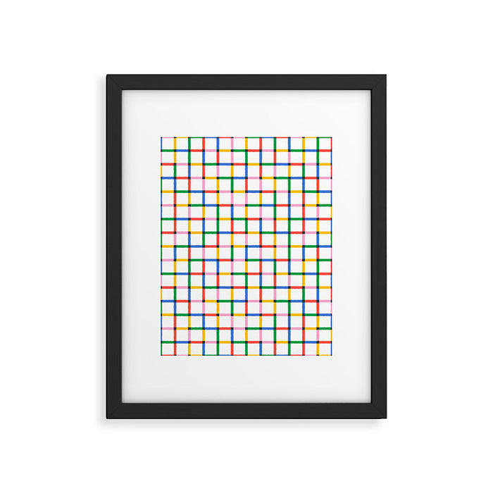 Colorful geometric square mosaic grid pattern Framed Art Print Gallery Image 1