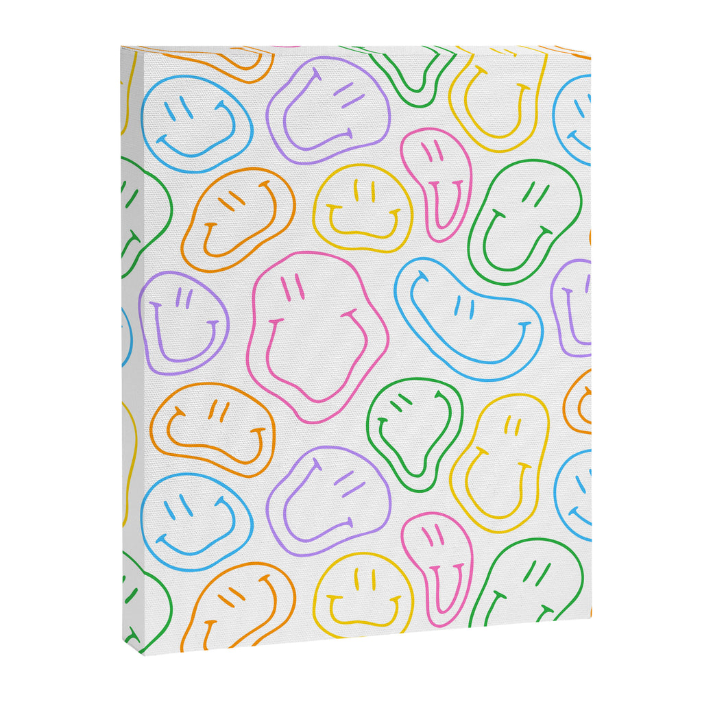 Colorful happy smiling face cartoon pattern Canvas Print Gallery Image 8