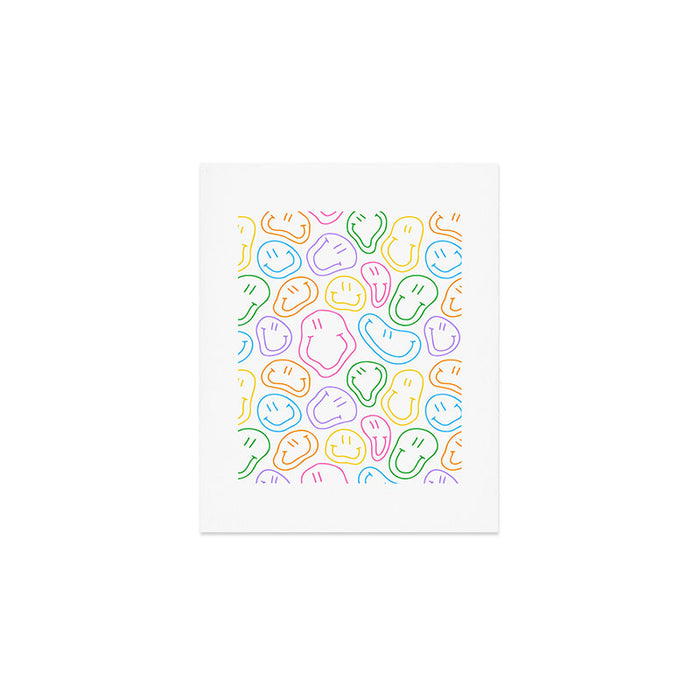 Colorful happy smiling face cartoon pattern Art Print Gallery Image 1