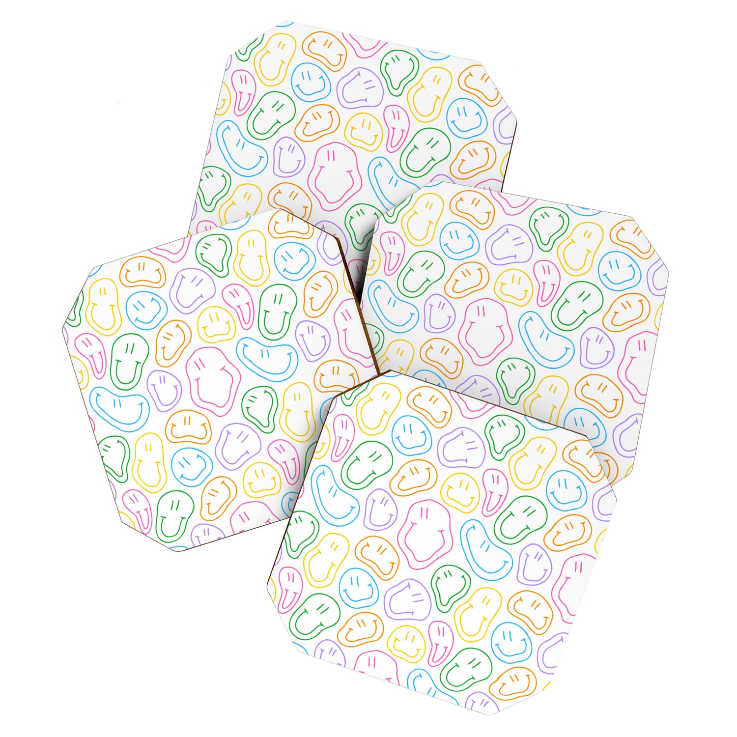 Colorful happy smiling face cartoon pattern Coaster Gallery Image 1
