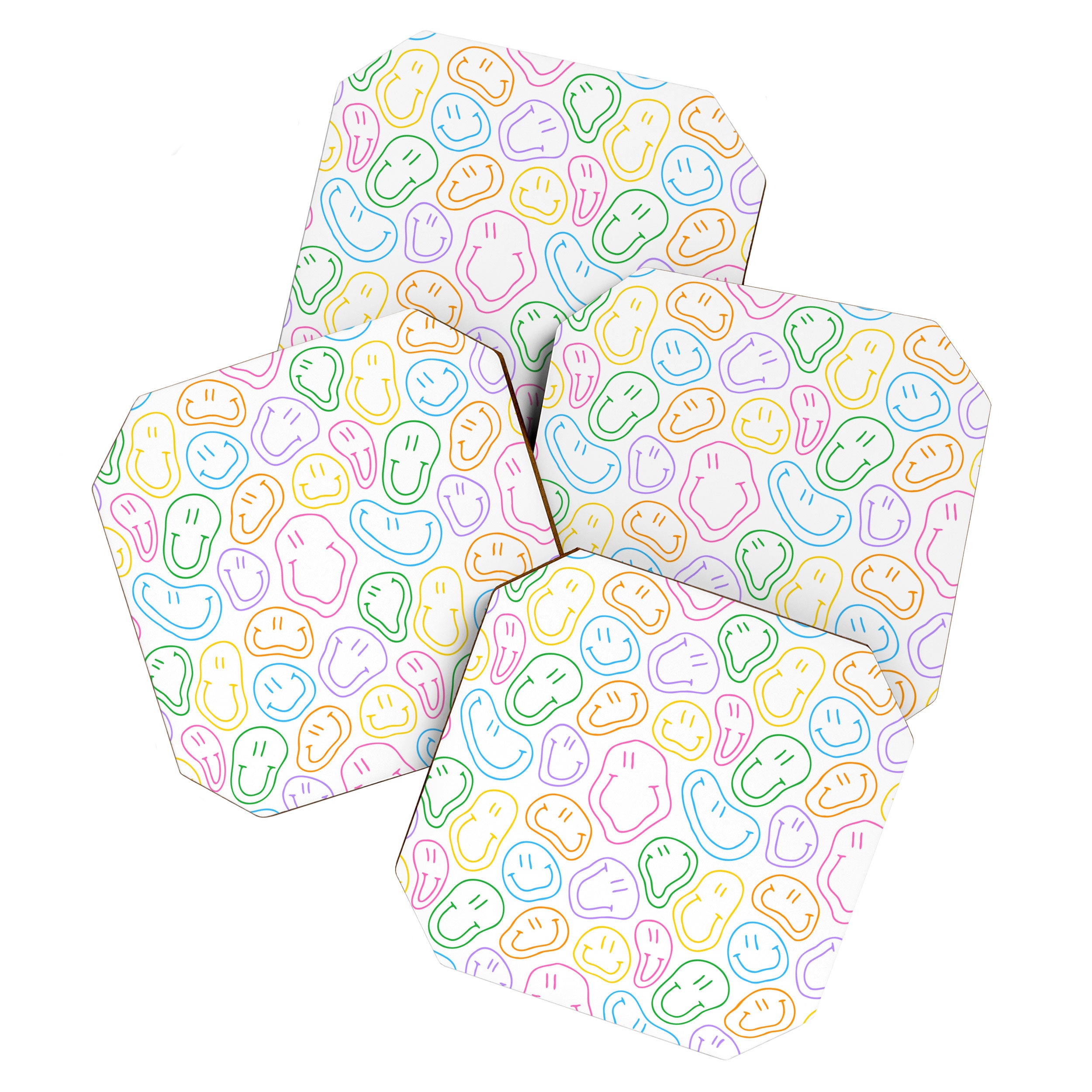 Colorful happy smiling face cartoon pattern Coaster Gallery Image 1
