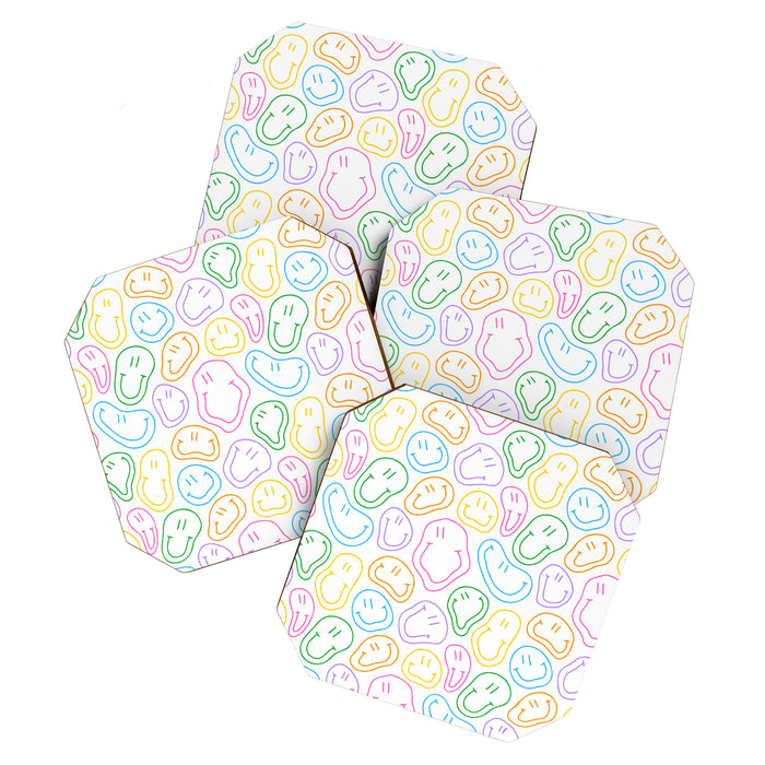 Colorful happy smiling face cartoon pattern Coaster Gallery Image 1