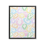 Colorful happy smiling face cartoon pattern Framed Canvas Print Gallery Image 8