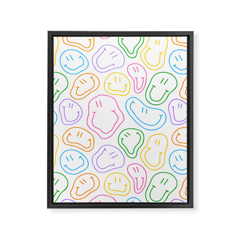Colorful happy smiling face cartoon pattern Framed Canvas Print Gallery Image 8
