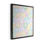Colorful happy smiling face cartoon pattern Framed Canvas Print Gallery Image 2