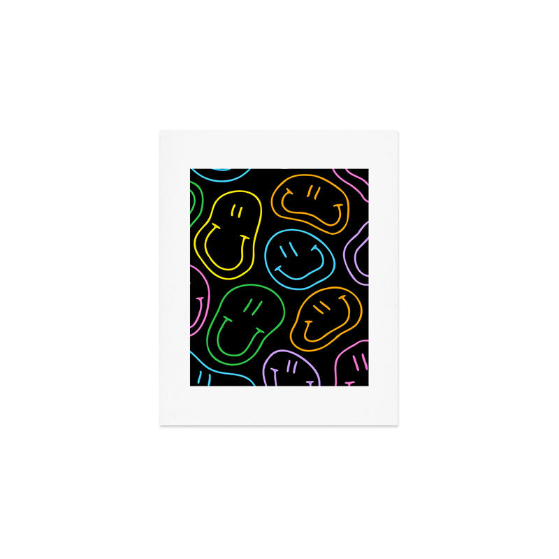 Colorful happy smiling face cartoon pattern Art Print Gallery Image 1