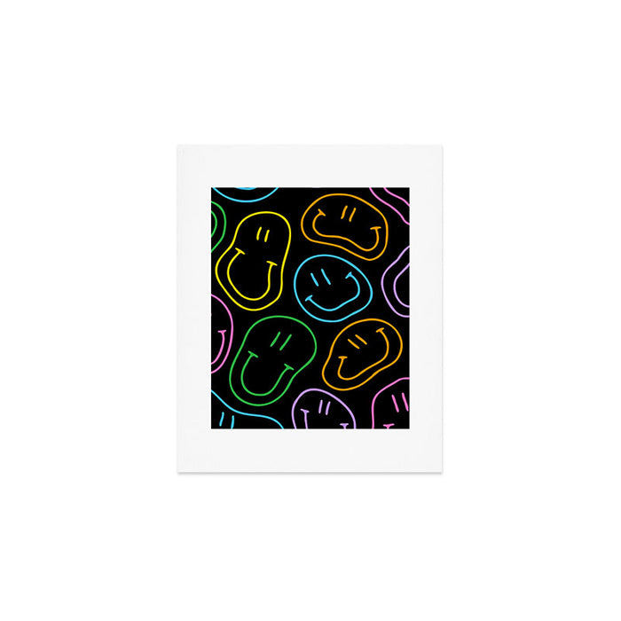 Colorful happy smiling face cartoon pattern Art Print Gallery Image 1