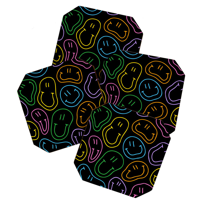 Colorful happy smiling face cartoon pattern Coaster Gallery Image 1