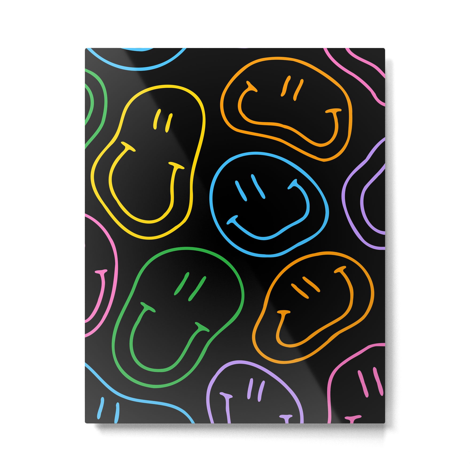 Colorful happy smiling face cartoon pattern Metal Print Gallery Image 6