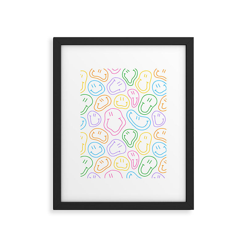 Colorful happy smiling face cartoon pattern Framed Art Print Gallery Image 6