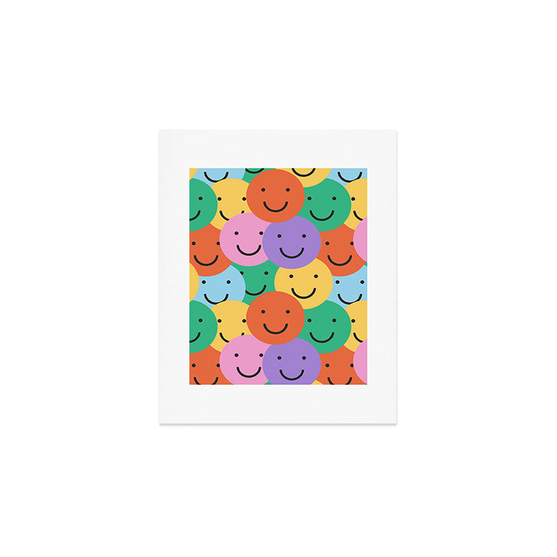 Colorful happy smiling face pattern Art Print Gallery Image 1